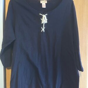 Navy Blue Lace-Up Women's Top